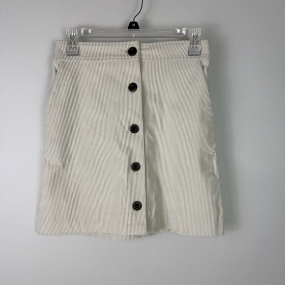 Melrose Market Corduroy Mini Skirt XXS Ivory Button Front Pockets Fall Casual - Picture 2 of 9